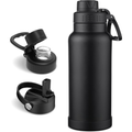 40 oz Insulated Water Bottle with Dual Lids & Silicone Boot