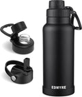 40 oz Insulated Water Bottle with Dual Lids & Silicone Boot