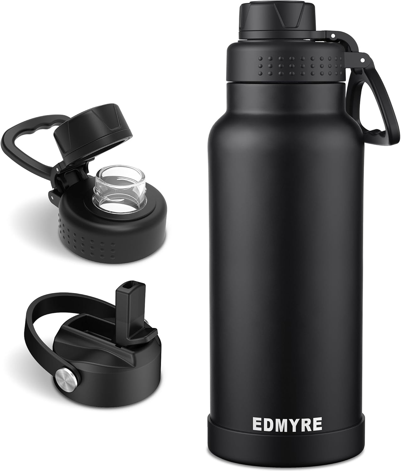 40 oz Insulated Water Bottle with Dual Lids & Silicone Boot
