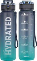 32oz Motivational Water Bottle with Time Marker & Carrying Strap – Leakproof, BPA-Free Tritan Sports Bottle for Gym, Fitness, and Travel